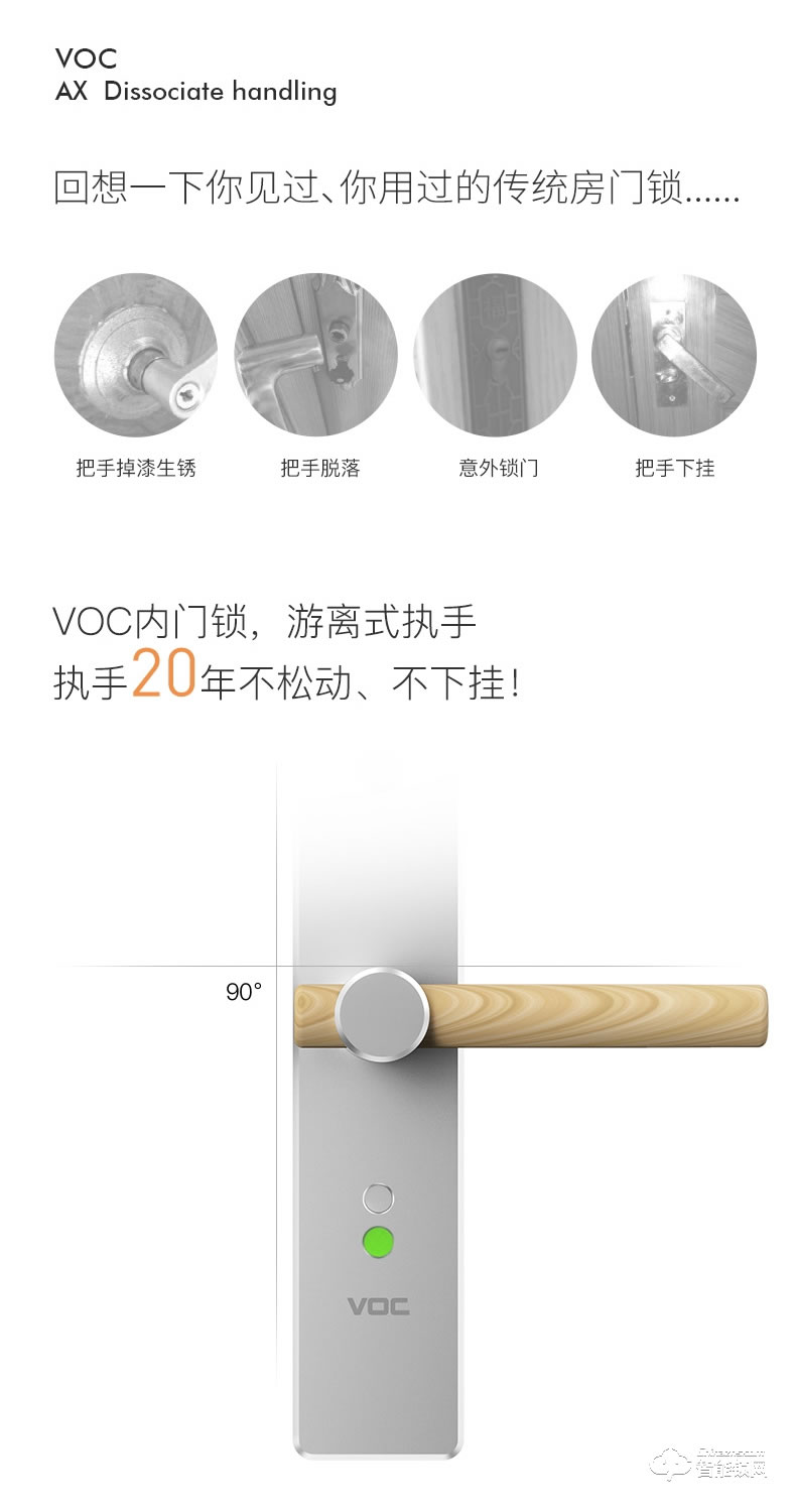 VOC智能鎖 AX室內(nèi)臥室房門(mén)鎖現(xiàn)代簡(jiǎn)約靜音門(mén)鎖