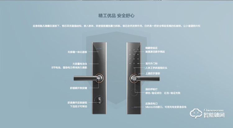 聯想智能鎖 U1家用防盜智能指紋密碼鎖