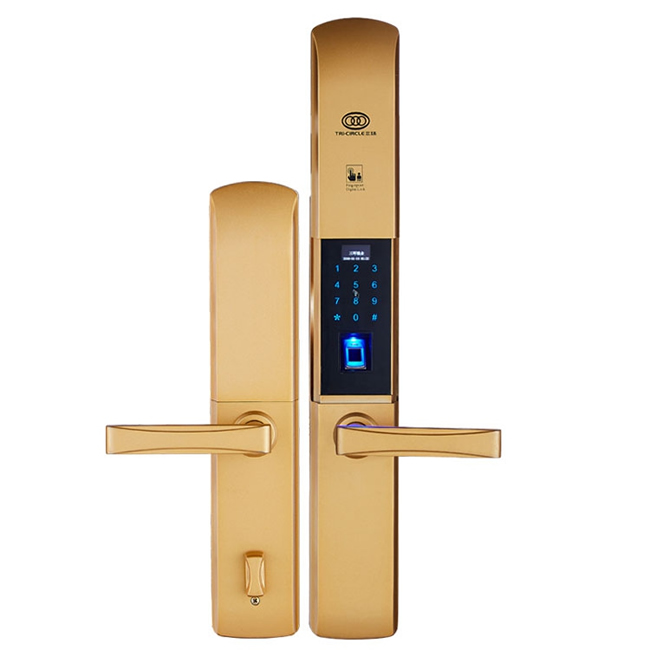 三環流線型滑蓋指紋鎖 家用辦公室防盜門智能門鎖