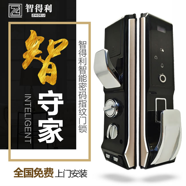 智得利智能鎖 推拉式指紋密碼鎖A-668